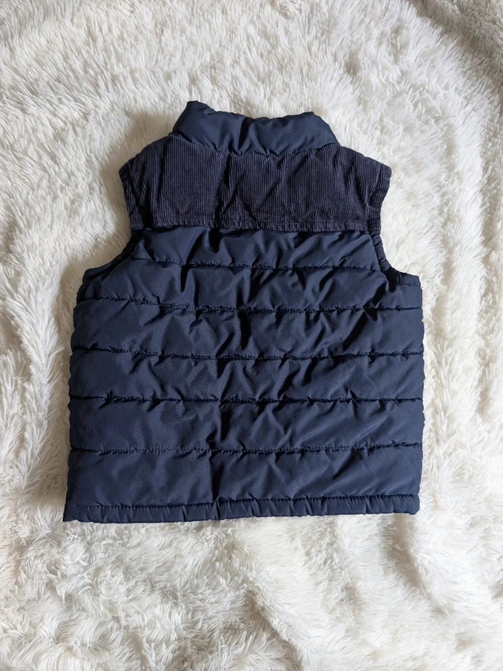 Gymboree Snap Fleece Lined Navy Puffer Vest Corduroy Top Size 12-24 Months